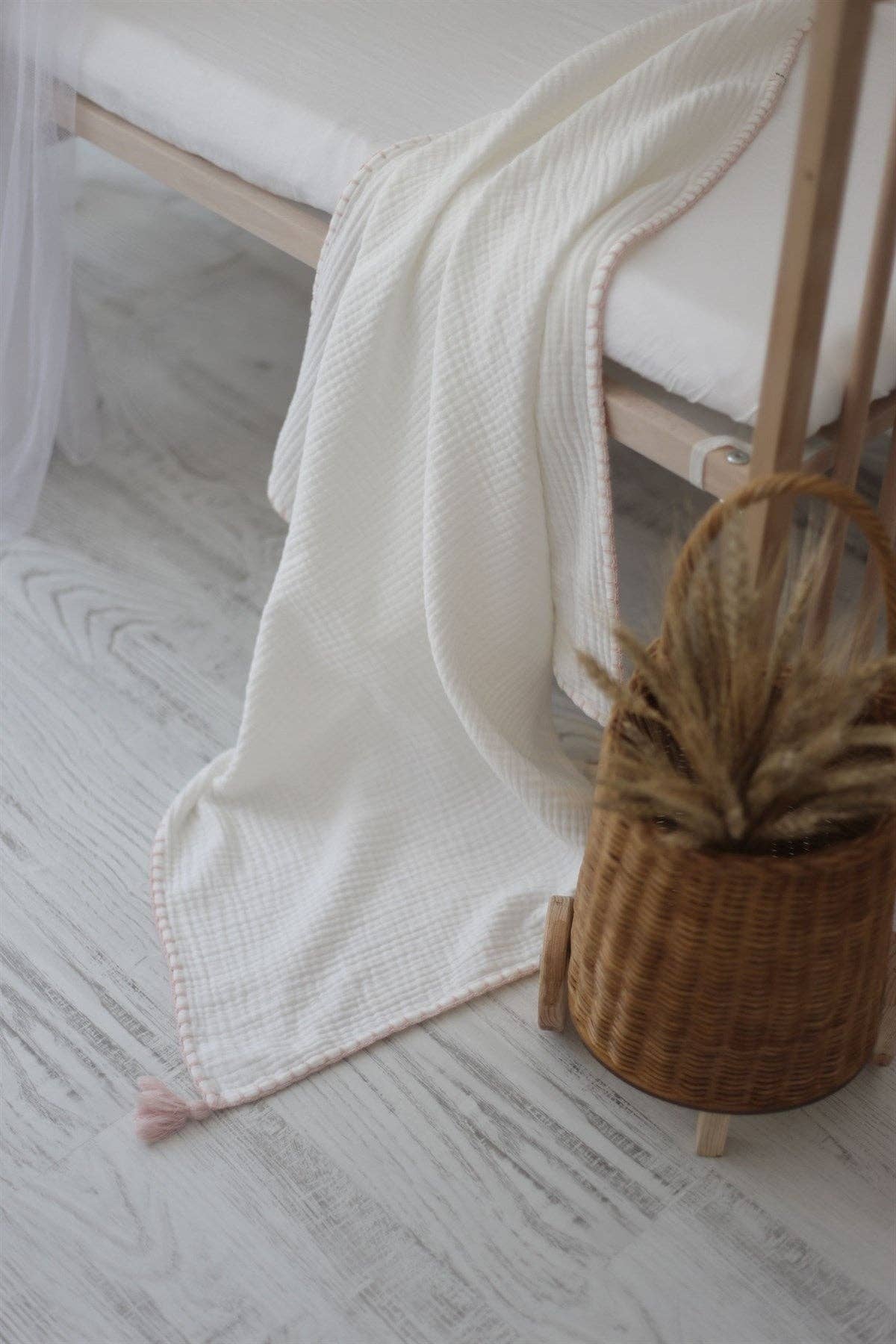 Hand-Embroidered Muslin Blanket