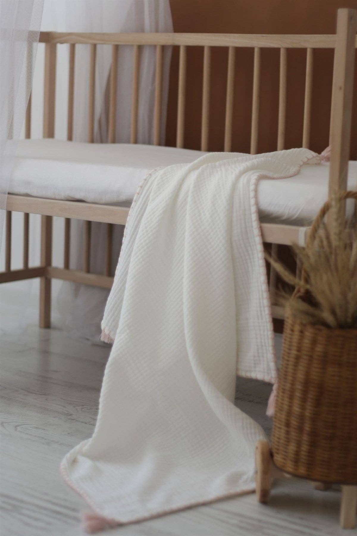 Hand-Embroidered Muslin Blanket