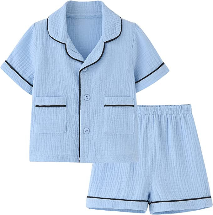 Short Sleeve Button Down Pajamas | Kids
