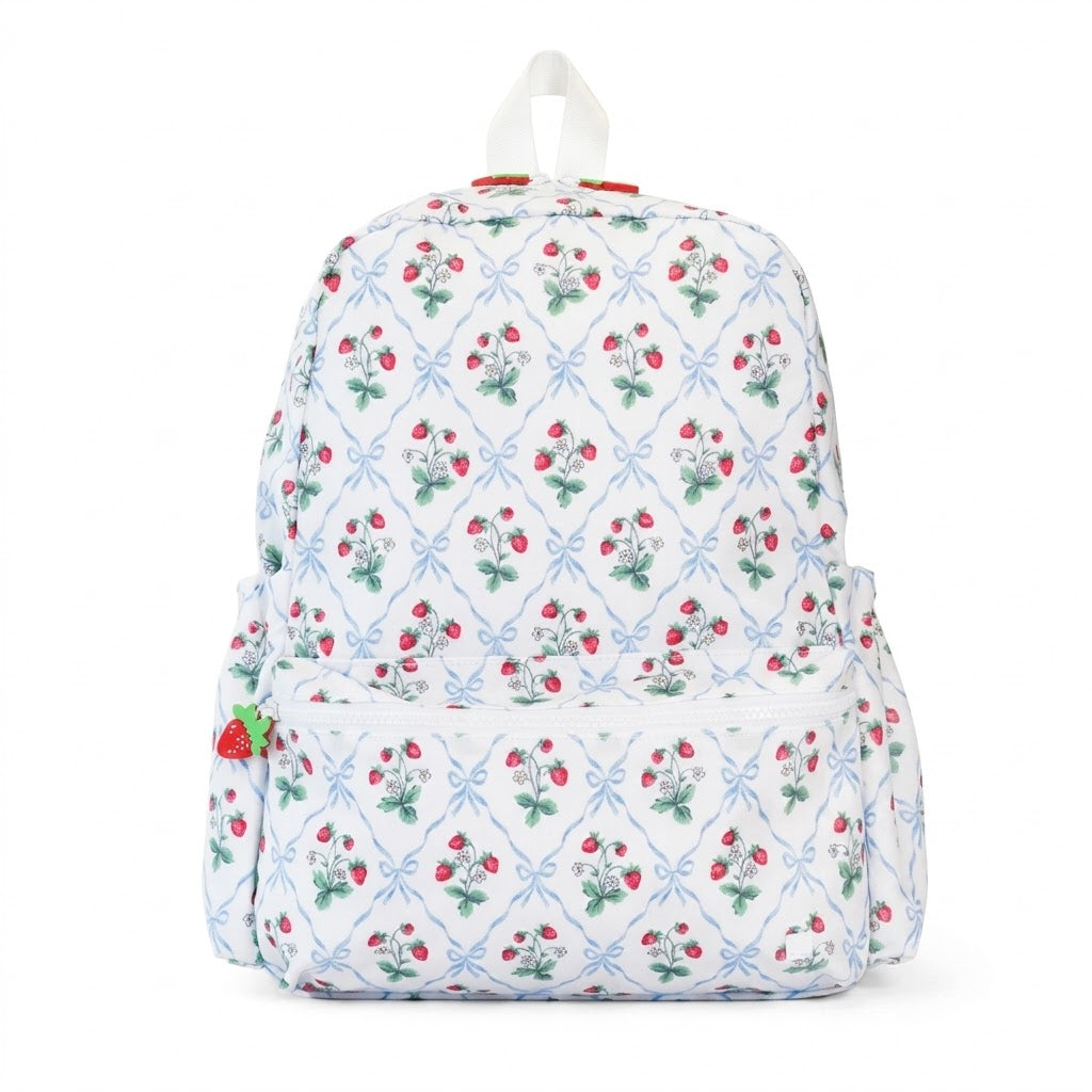 The Aliza personalized kids backpack in Berry Nice print.