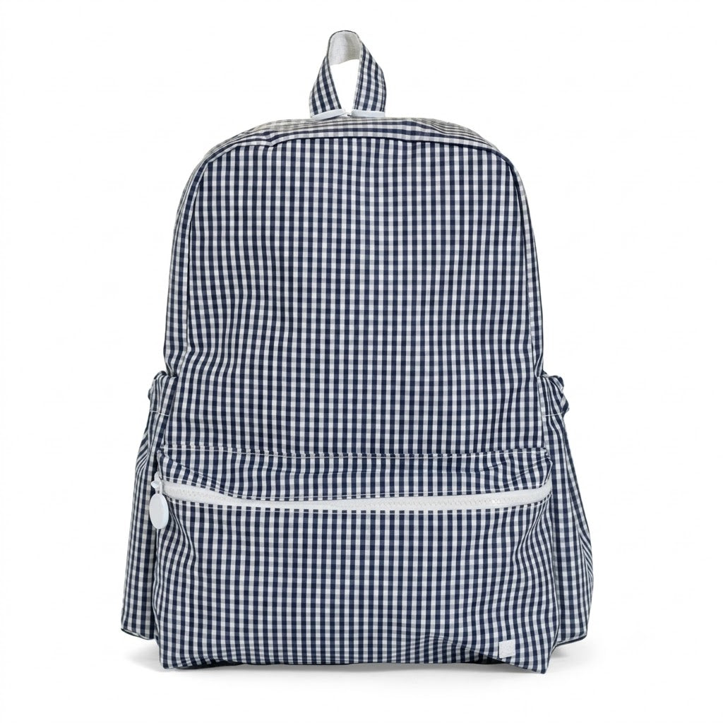 The Aliza personalized kids backpack in Navy Gingham print.
