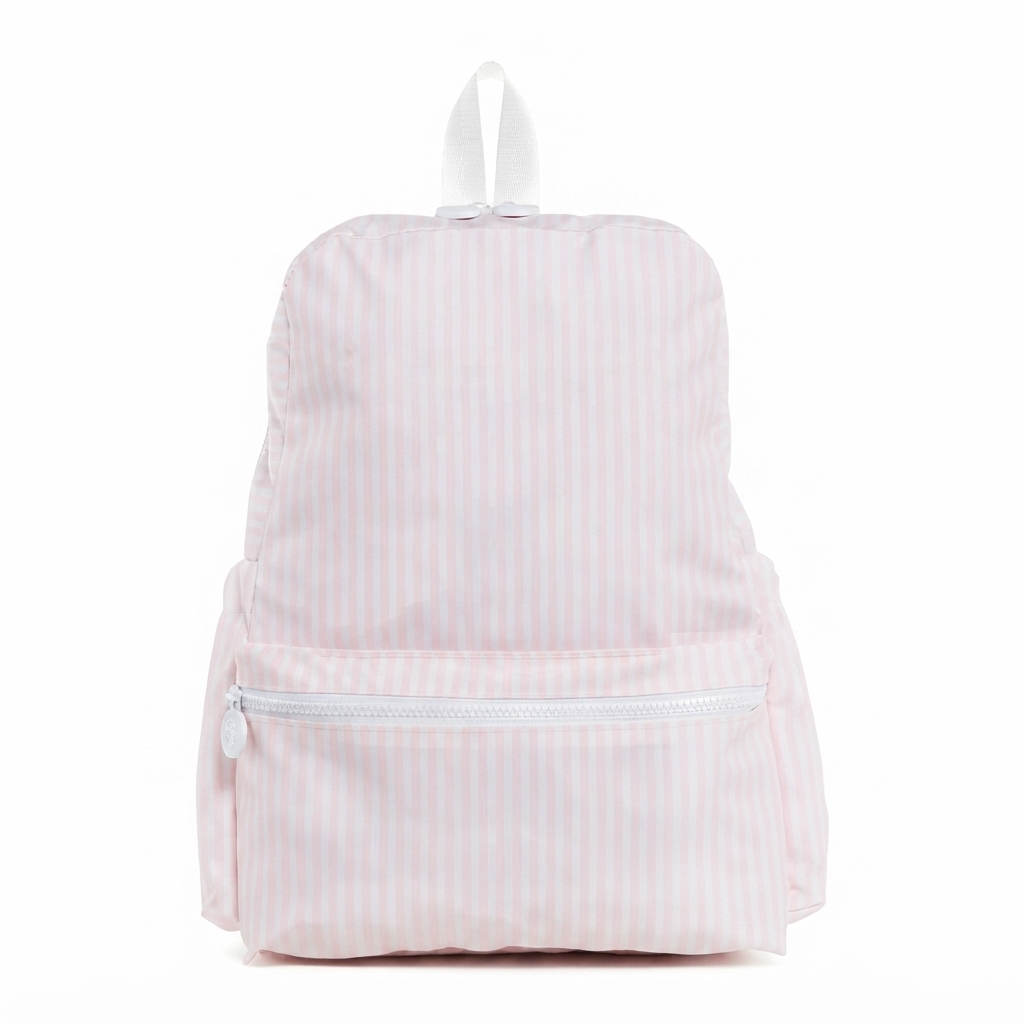 The Aliza personalized kids backpack in Pink Stripe print.