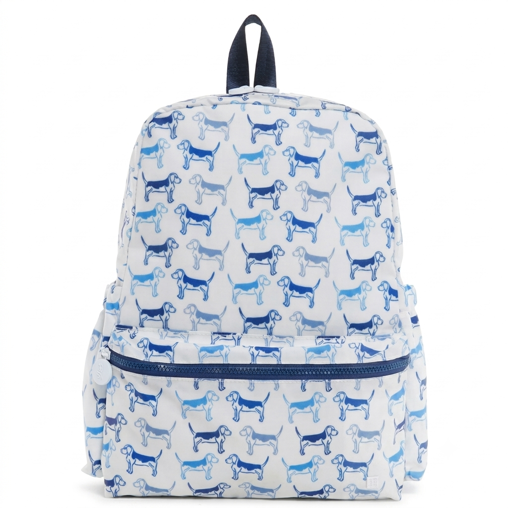 The Aliza personalized kids backpack in Puppy print.