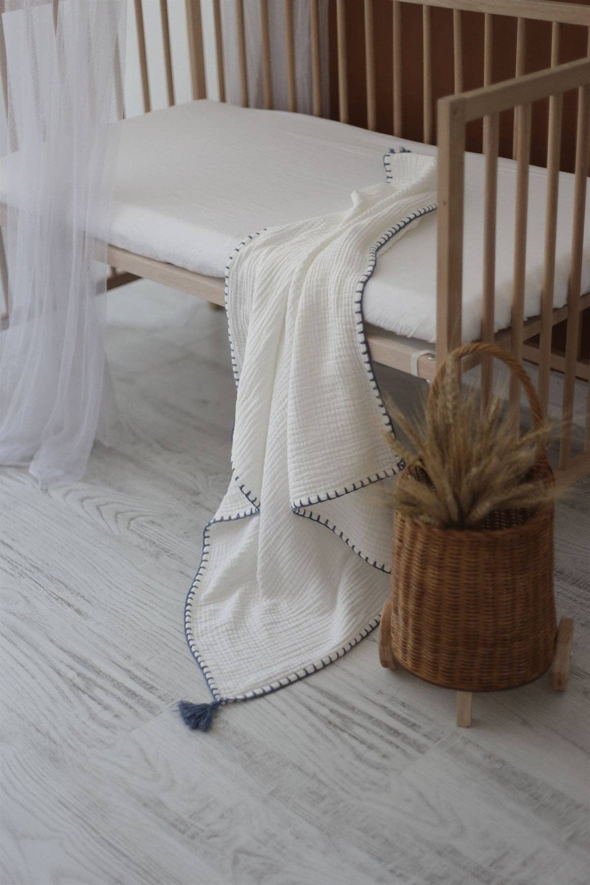 Hand-Embroidered Muslin Blanket