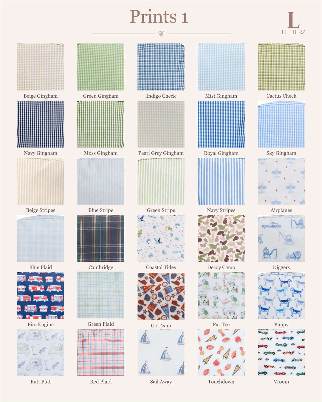 The Aliza Collection embroidery print chart, page 1
